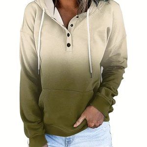 NEW Plus cream to olive green ombre hoodie sweatshirt kangaroo pocket 1X XXL